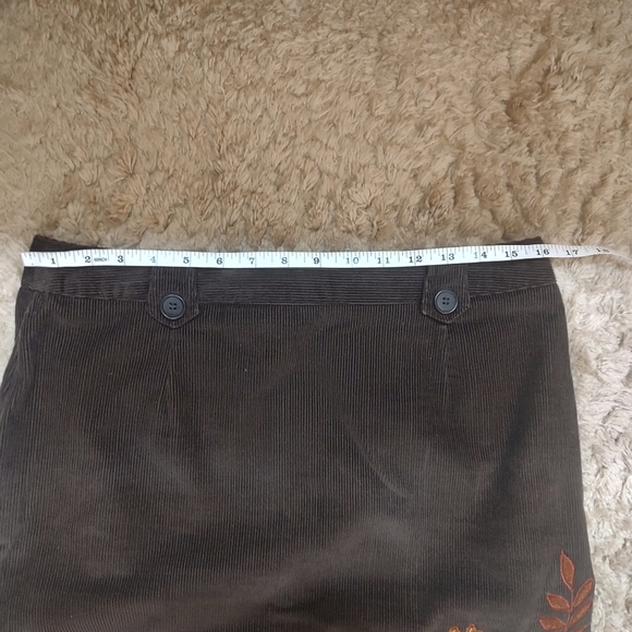 Norton Studio Size 10 Fall Leaves Corduroy Brown Skirt! - Picture 15 of 16